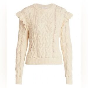 FRAME Sophia Ruffled Cable Knit Sweater XS